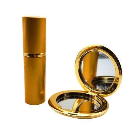 Arany kozmetikai tükör + METAL GOLD, arany színű 10 ml-es utántölthető parfümszóró szettben