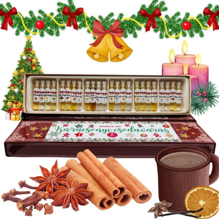 Karácsonyi csodavárás aromaterápiás illóolaj adventi naptár, 24 db különböző 2ml-es illóolaj-fiolával