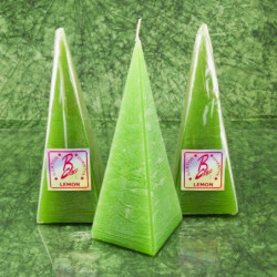 Lemon illatú gyertya * piramis - rusztikus 15 cm