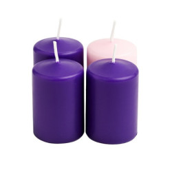 Klasszikus adventi gyertyacsomag * 3 db lila + 1 db rózsaszín 4x6 cm