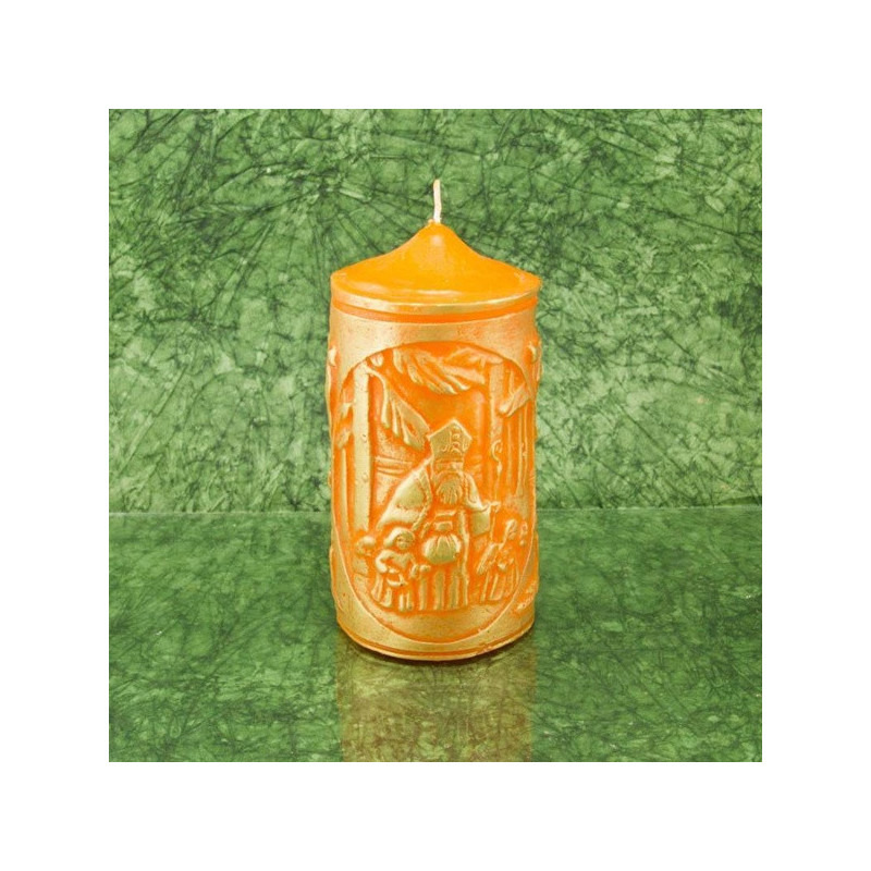 Karácsonyi dekorgyertya * arany dombornyomással - narancssárga 17 cm