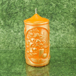 Karácsonyi dekorgyertya * arany dombornyomással - narancssárga 17 cm
