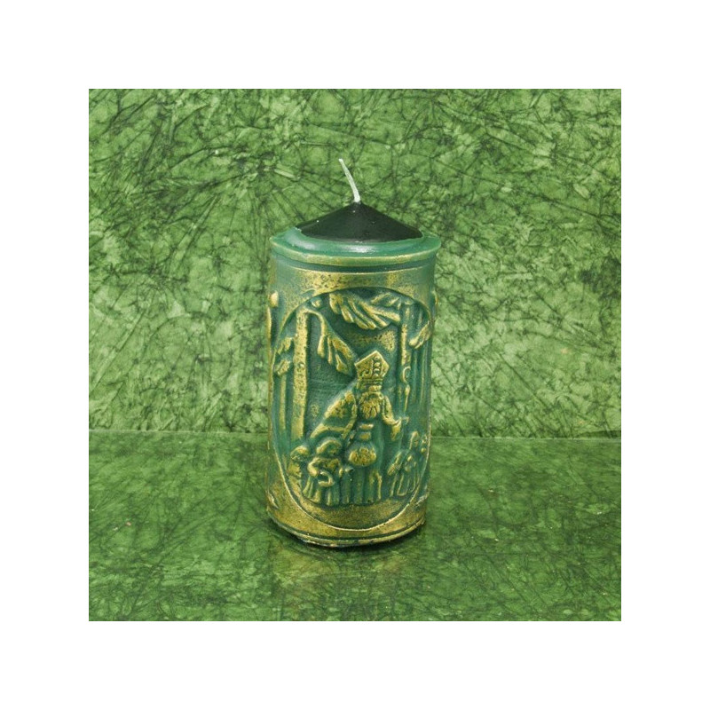 Karácsonyi dekorgyertya * arany dombornyomással - sötétzöld 17 cm