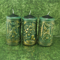 Karácsonyi dekorgyertya * arany dombornyomással - sötétzöld 17 cm