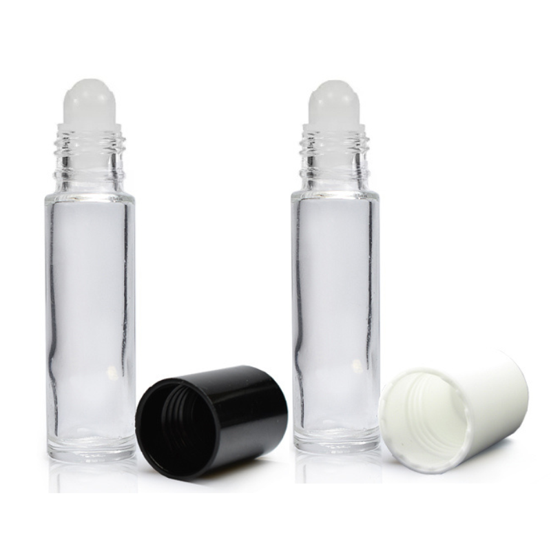 Üvegcse roll-on (golyós) * 10 ml, fehér vagy fekete kupakkal, utántölthető