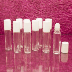 Üvegcse roll-on (golyós) * 10 ml, fehér vagy fekete kupakkal, utántölthető