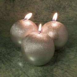 Golyógyertya * briliáns - ezüst 8 cm