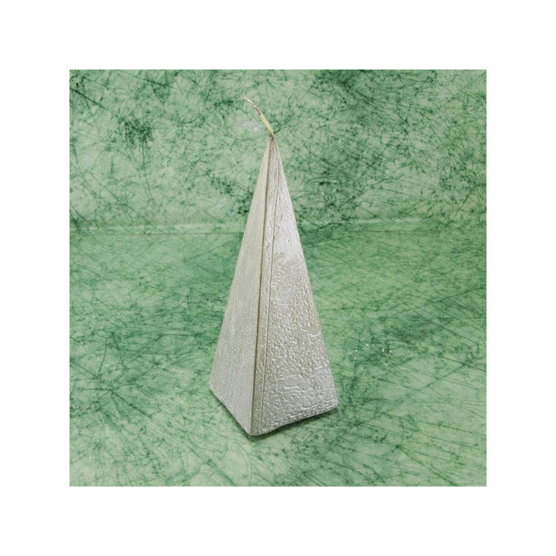 Piramis rusztikus gyertya * ezüst * 15 cm
