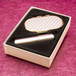 "FLAIR" ezüst/arany zsebtükör + ezüst parfümszóró szett