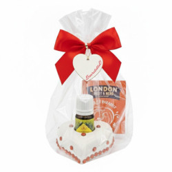 ”SZÍVECSKE” gyertyatartó + 10ml ausztrál teafaolaj + 1db london tea ajándékcsomag, díszcsomagolásban
