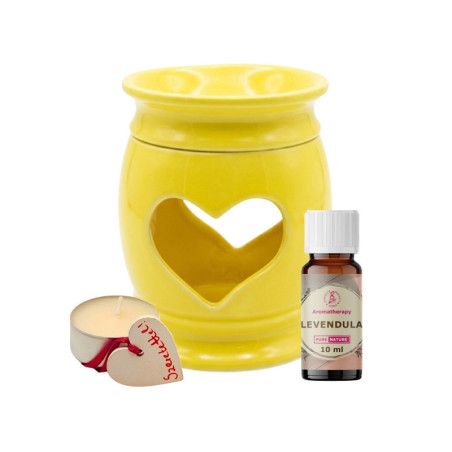 ”SZÍV4U” aromalámpa + 1db 10 ml illóolaj + mécses, ajándékcsomag, díszcsomagolásban