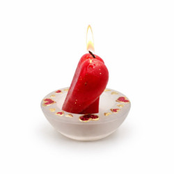 ”HARMÓNIA” kézzel festett üveg gyertya- és mécsestartó + nagy szívgyertya díszcsomagolásban