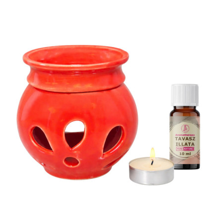 ”LILIOM” aromalámpa + 1db 10 ml illóolaj + mécses, ajándékcsomag, díszcsomagolásban