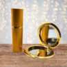 Arany kozmetikai tükör + METAL GOLD, arany színű 10 ml-es utántölthető parfümszóró szettben