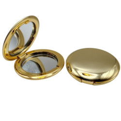 Arany kozmetikai tükör + METAL GOLD, arany színű 10 ml-es utántölthető parfümszóró szettben