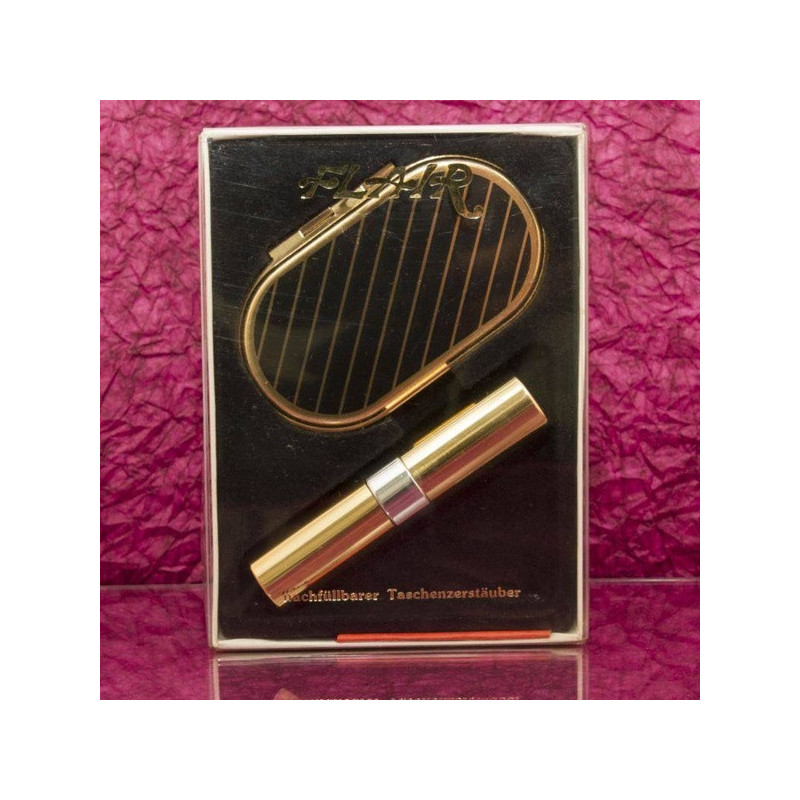 "FLAIR" fekete/arany zsebtükör + arany parfümszóró szett