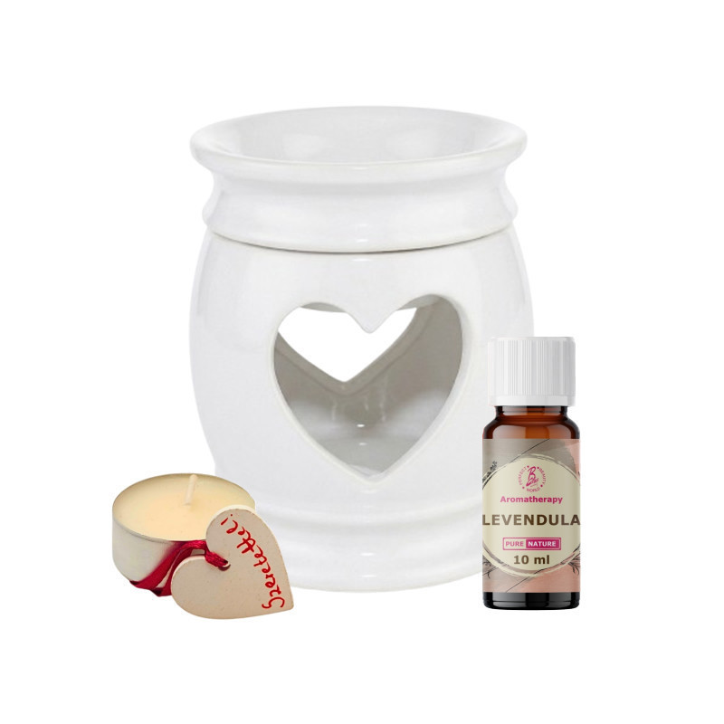 ”SZÍV4U” aromalámpa + 1db 10 ml illóolaj + mécses, ajándékcsomag, díszcsomagolásban