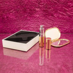 "FLAIR" fekete/arany zsebtükör + arany parfümszóró szett