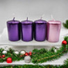 Adventi gyertya metál színű 3 db lila + 1 db rózsaszín 4x6 cm 4 db/csomag