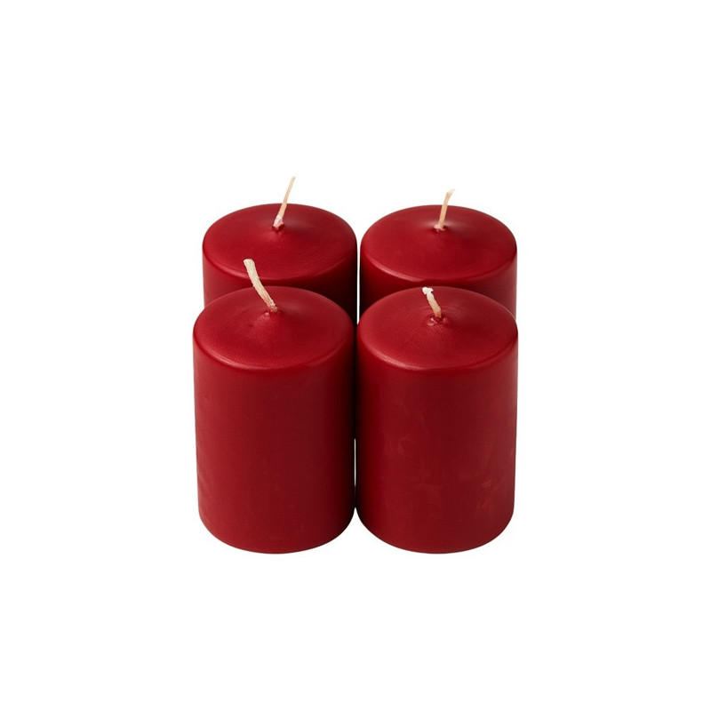 Adventi gyertya, bordó színű, 4x6 cm, 4 db/csomag