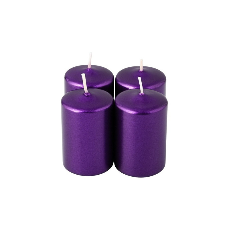 Adventi gyertya metál lila színű, 4x6 cm, 4 db/csomag