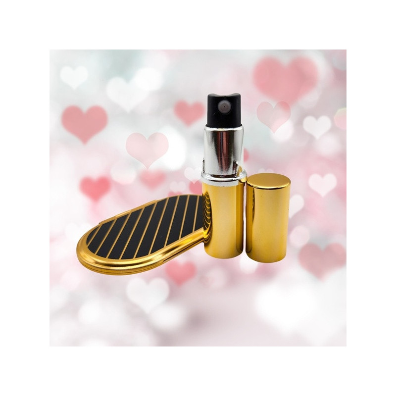 Fekete/arany ovális kozmetikai tükör + arany 6 ml utántölthető parfümszóró szettben