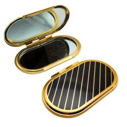 Fekete/arany ovális kozmetikai tükör + arany 6 ml utántölthető parfümszóró szettben