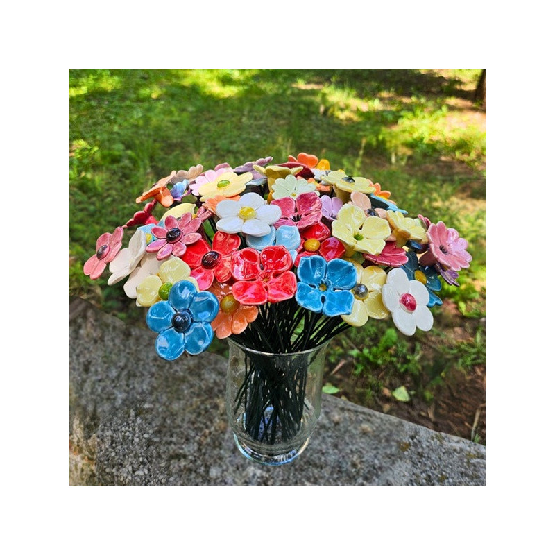 Kerámia virágcsokor közepes, 10 szál/csokor, kedvezményes áron