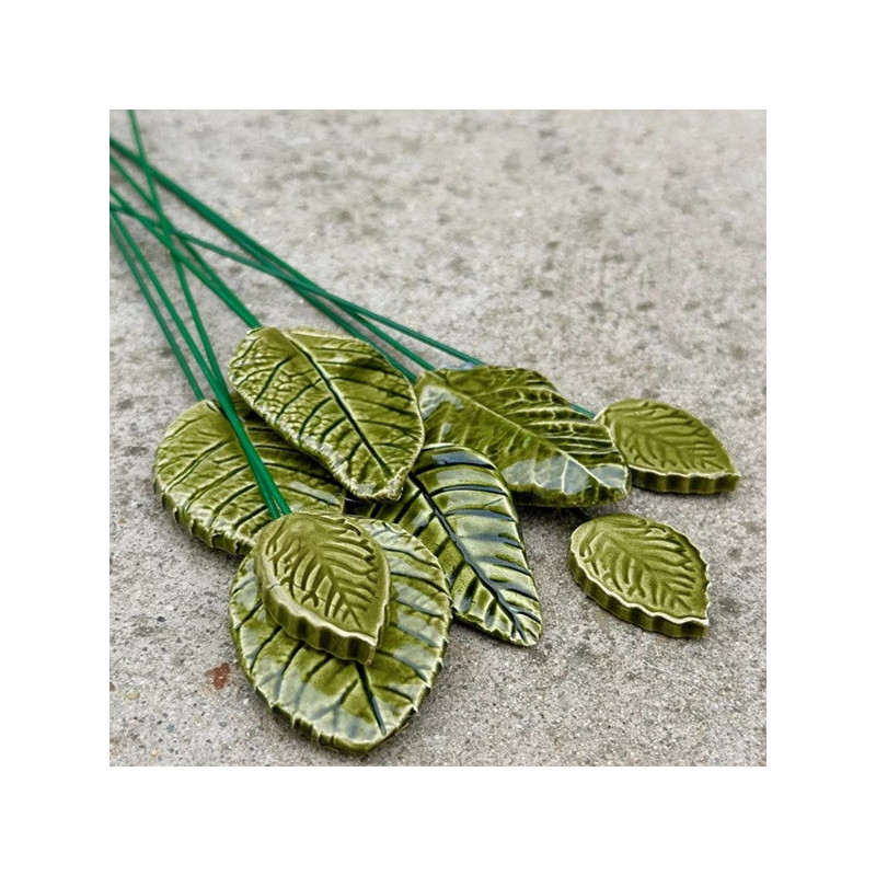 Kerámia levél * kicsi * zöld dísz