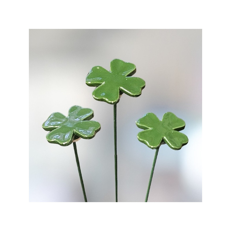 Kerámia 4-levelű lóhere * fűzöld * dísz