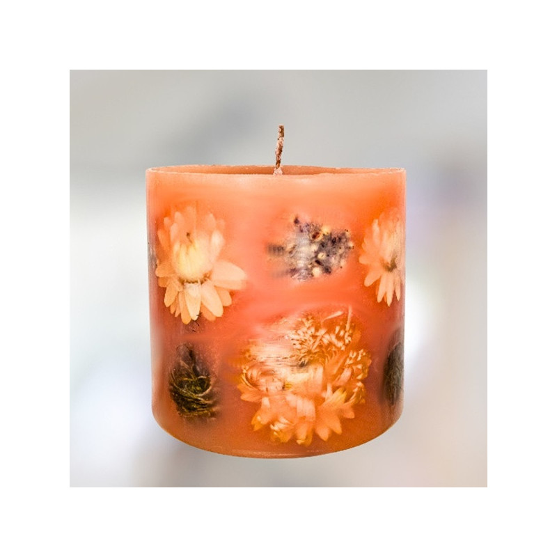 Illatos henger gyertya * mangó illatú, narancssárga, szárított virággal