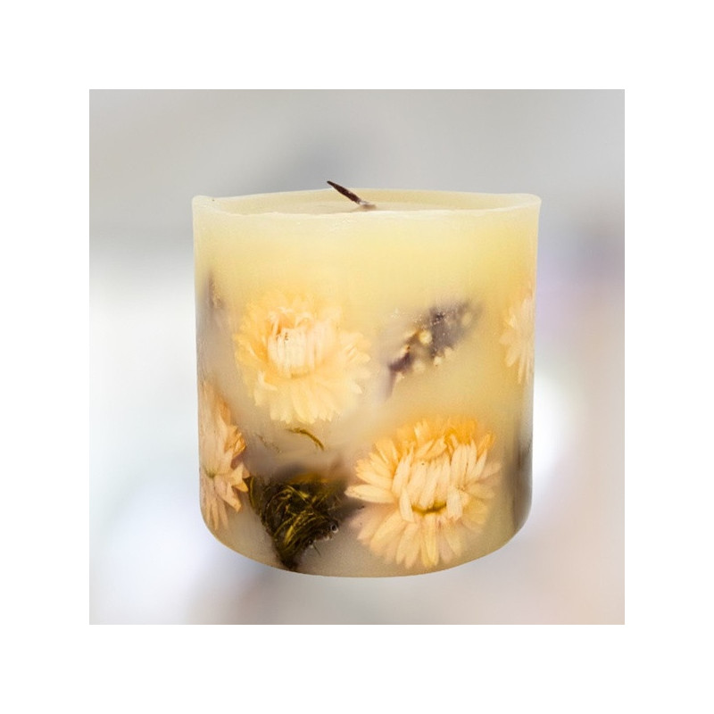 Illatos henger gyertya * vanília illatú, halványsárga, szárított virággal