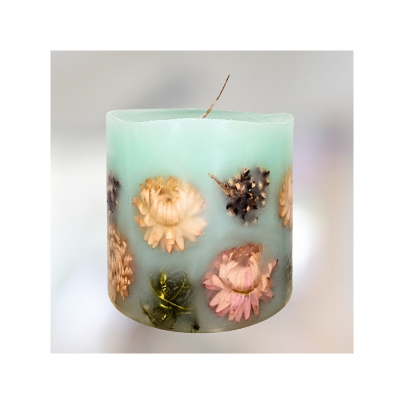 Illatos henger gyertya * alma illatú, halványzöld, szárított virággal