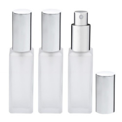 "FAIRY" parfümszóró * matt üveg * opál * ezüst színű, fém szórófejjel és kupakkal, 30 ml