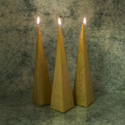 Piramis rusztikus gyertya * arany * 25 cm