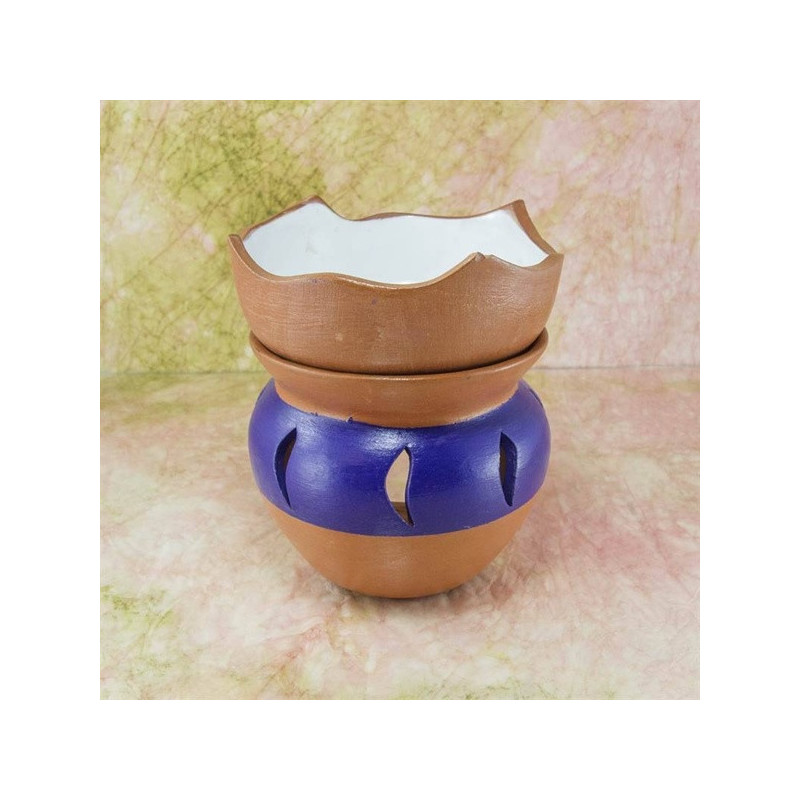 "TAVIRÓZSA" aromalámpa * kerámia - lila és natúr