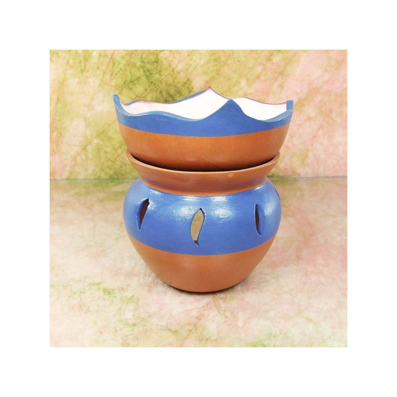 "TAVIRÓZSA" aromalámpa * kerámia - kék és natúr